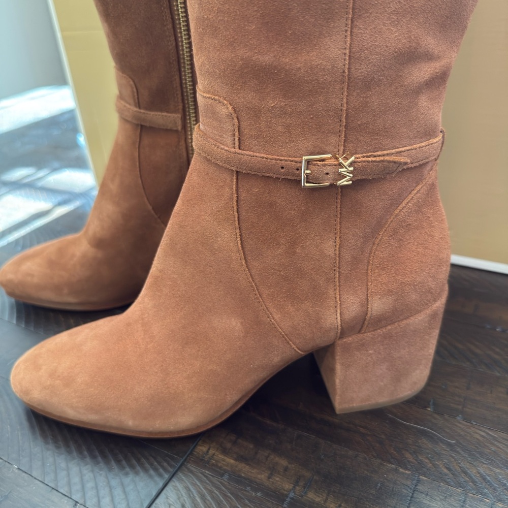 Michael Kors Suede Knee High Boots with Block Heel - Picture 7 of 16